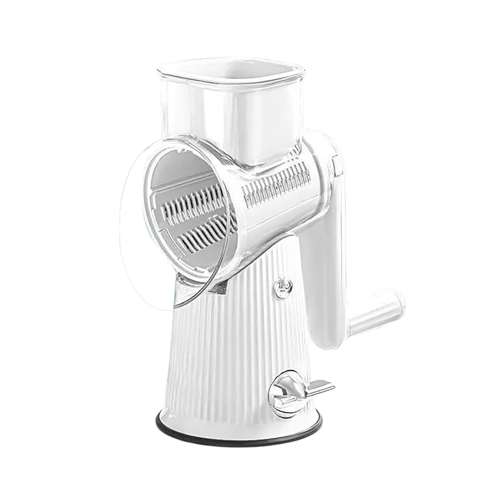 5-in-1 Manual Cheese and Vegetable Grater with Ergonomic Handle Strong Suction Base for Efficient Kitchen Food Preparation (White, 23x13x28.3cm)