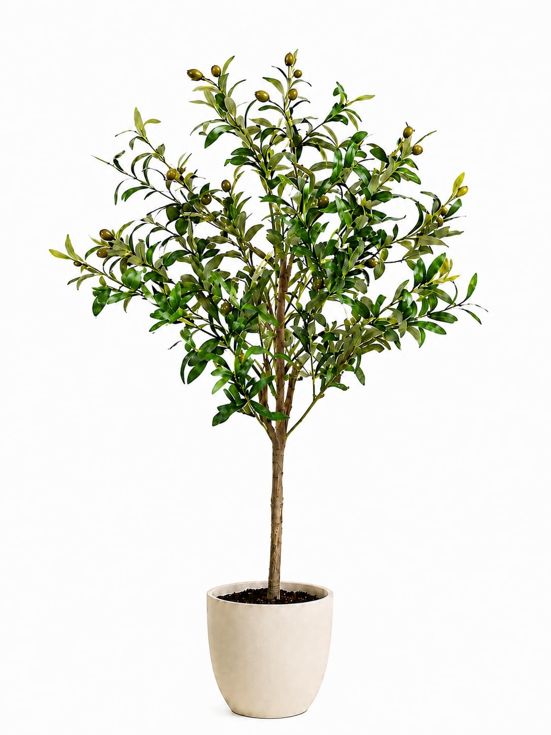 edihome, Piante Finte da Interno, Olivo artificiale 120cm, Pianta finta da interno – Albero decorativo realistica con vaso per casa ufficio hotel (Olivo, 120 cm)