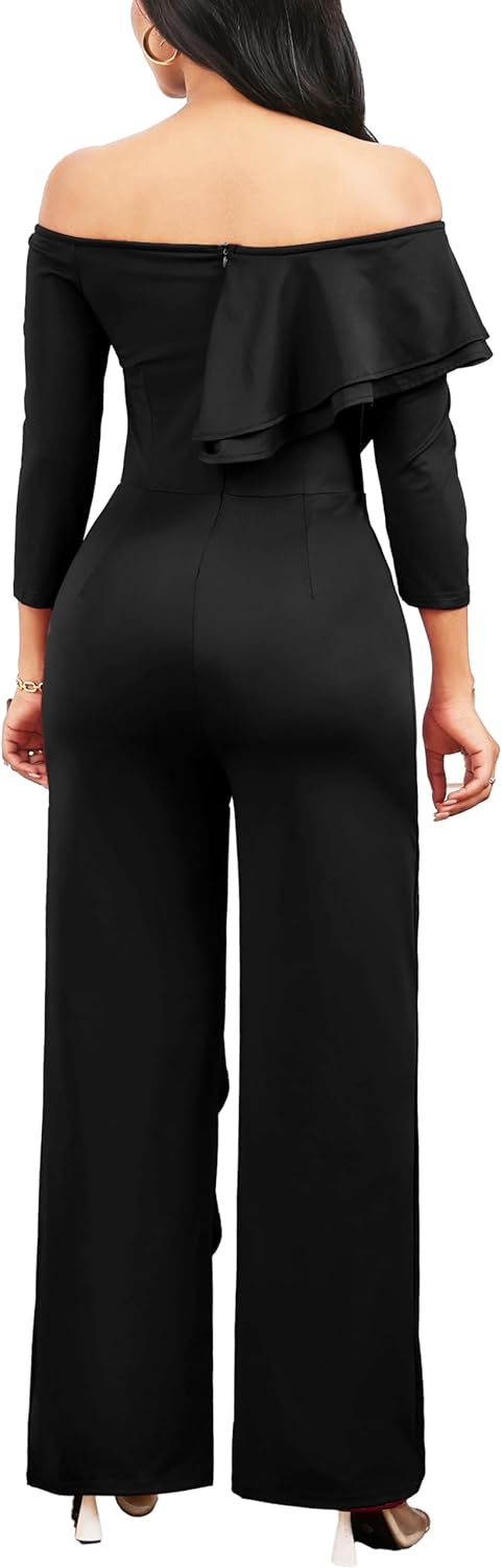 sexycherry Formal Jumpsuit for Women Dressy Elegant Long Straight Pants Jumpsuits for Party Club with Zipper - Image 2