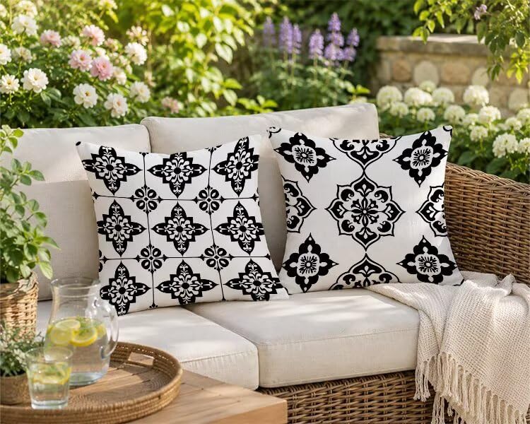 Housses de coussin pour canapé et jardin 60x60 lin blanc - 3