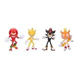 Sonic 3 Movie 5-InchAction Figure 4-Pack&comma; Articulated Figures from Jakks Pacific&apos;s Wave 2 Include Super Sonic&comma; Shadow&comma; Knuckles&comma; and Chao Mascot Tails