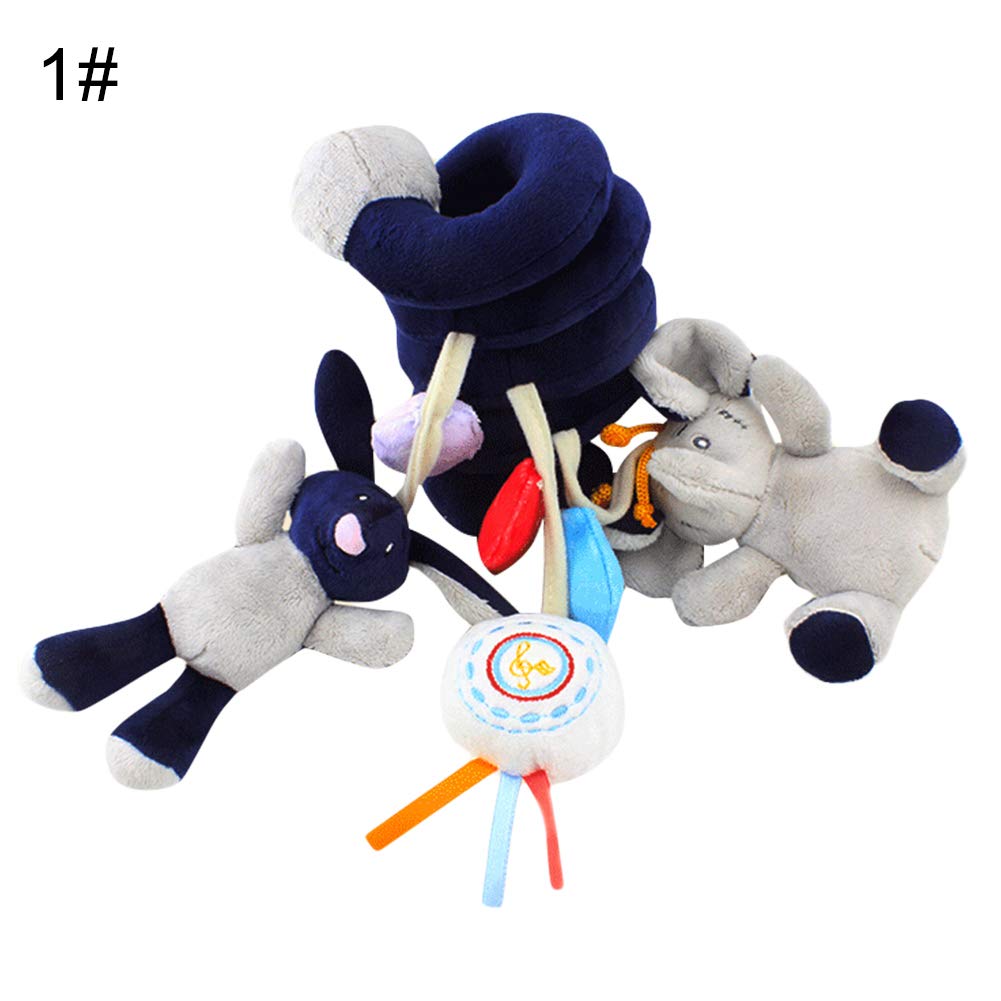 Anniston Kids Toys, Baby Spiral Stroller Hanging Animal Stuffed Wrap Around Crib Pram Rattle Toy Baby Toys Perfect Fun Time Play Activity Gift for Boys Girls, Elephant
