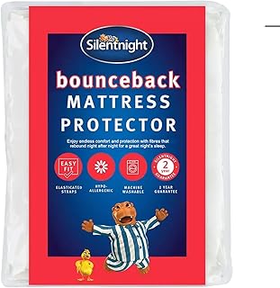 Silentnight King Bounceback Mattress Protector with Elasticated Straps, Machine Washable, Hypoallergenic, King Size, White