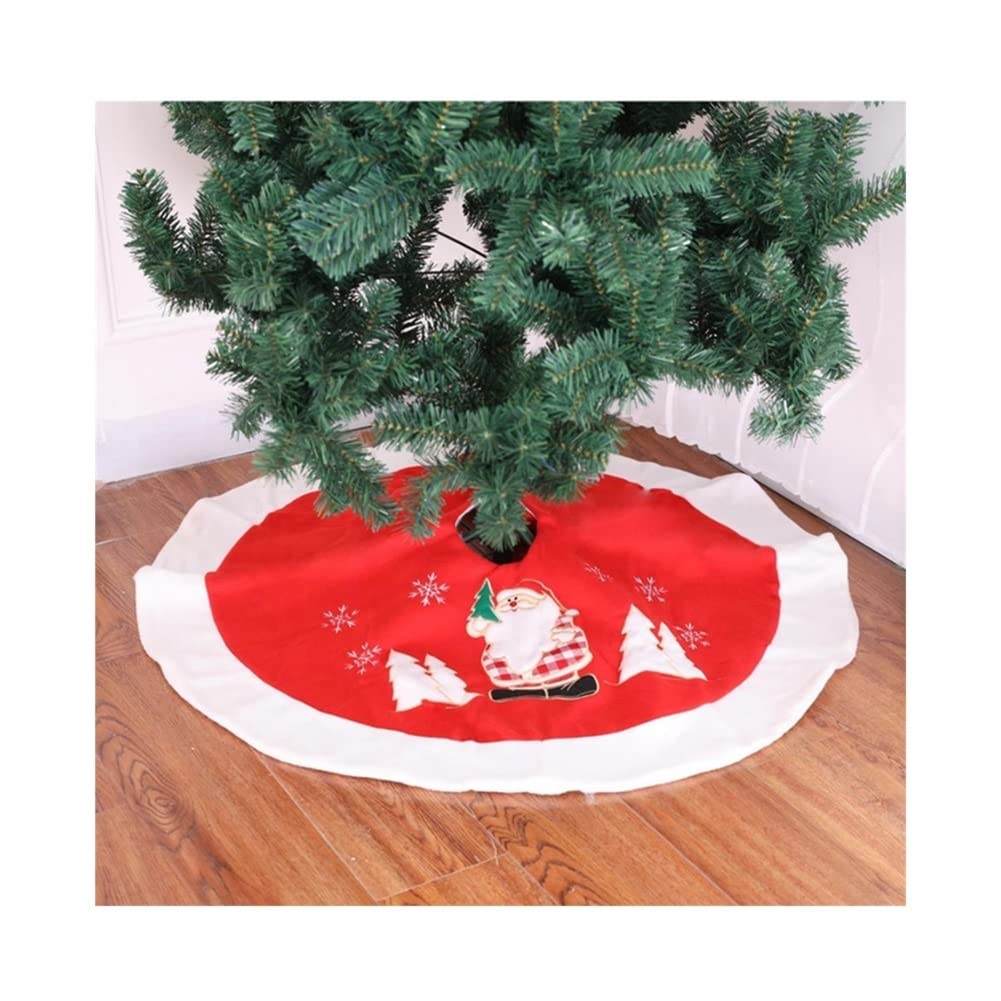 Spódnice choinkowe 35,4 "Choinki Spódnica Haft Wzór Xmas Drzewo Maty Spódnice Luksusowe Drzew Spódnicy Świąteczne Dostawy Miękki (Color : Red background)