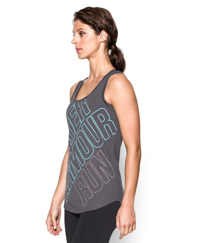 Under Armour Women's UA Oversized Run Graphic Tank (Large, GRAPHITE)