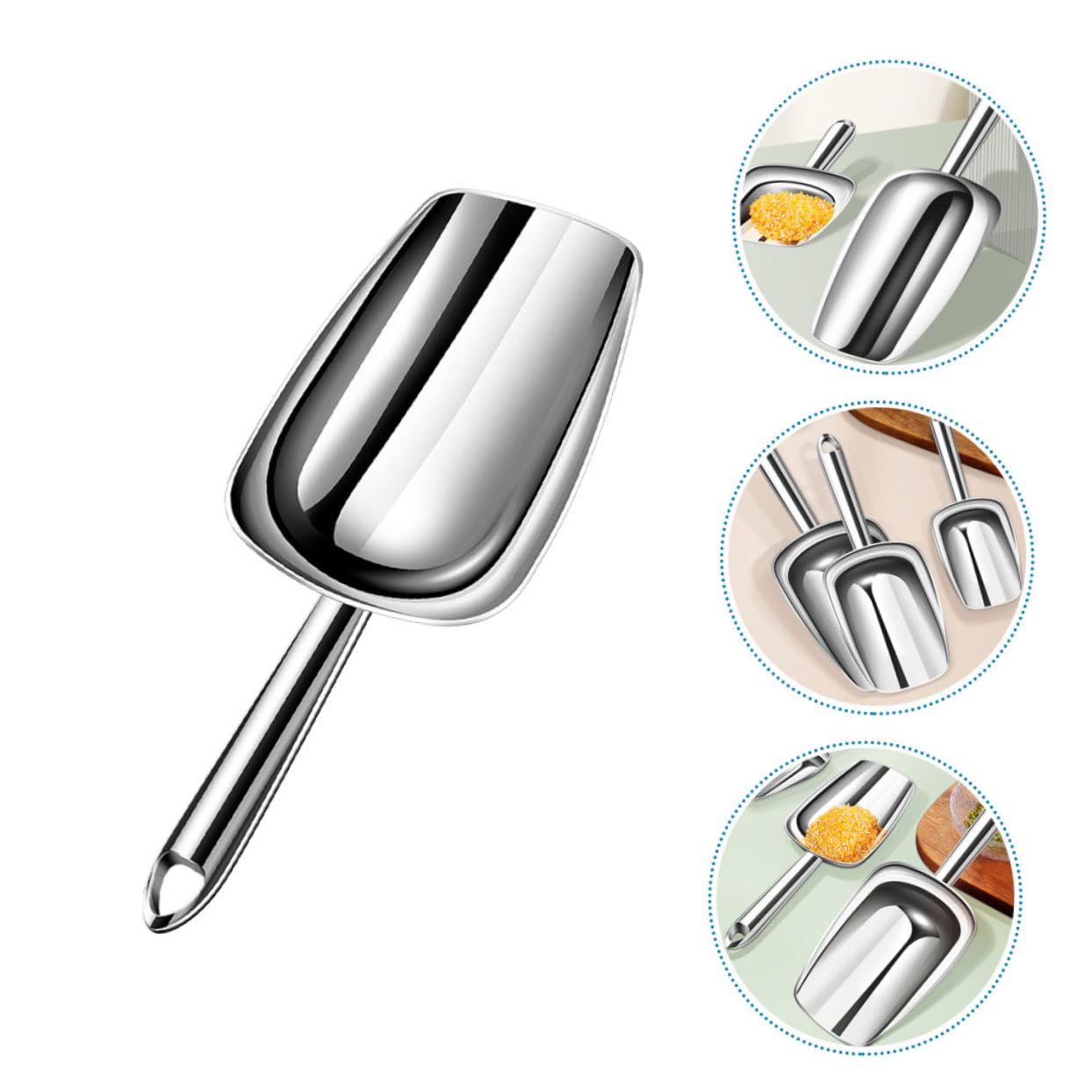 MAGICLULU 4pièces Cuillère à Glace Acier Pour Cuisine Et Bar Pelle Multifonctionnelle Pour Glace Farine Et Céréales Ustensile Ergonomique Avec Poignée Confortable