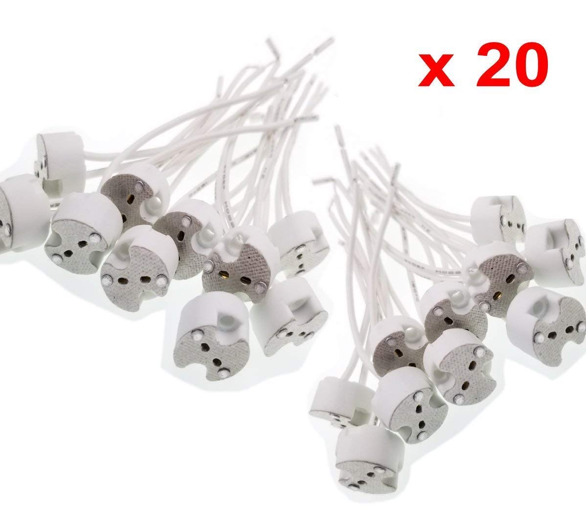 DiCUNO G4 Base Bi-Pin, G6.35, GY6.35, GX5.3 MR16, GZ4 MR11, Portalampada in Ceramica ad incandescenza alogena con portalampada (50pz