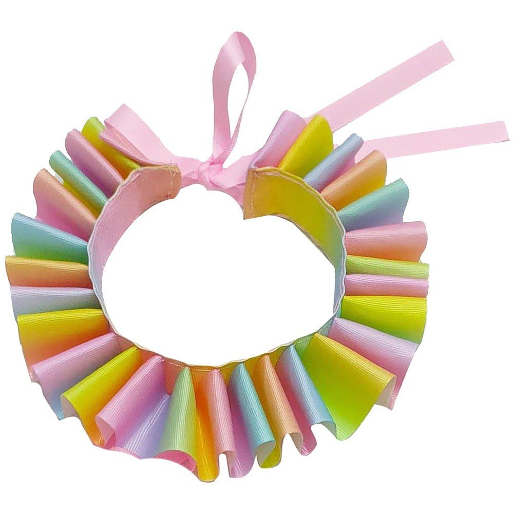 Sanfly Women's Colorful Elizabethan Fake Collar Victorian Renaissance Neck Ruffle Collar Vintage Organza Neck Ruff Clown Cosplay Choker For Halloween Party Fancy Dress