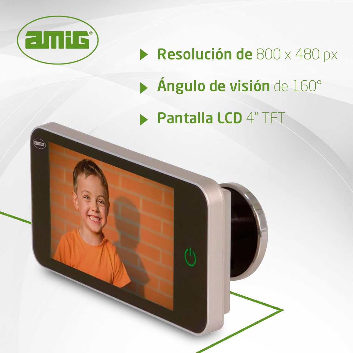 Amig - Mirilla Digital para Puertas - Pantalla LCD 4" TFT - Ángulo de Visión: 160° - Imágenes Claras - De Fácil Instalación y Uso - Color: Plata