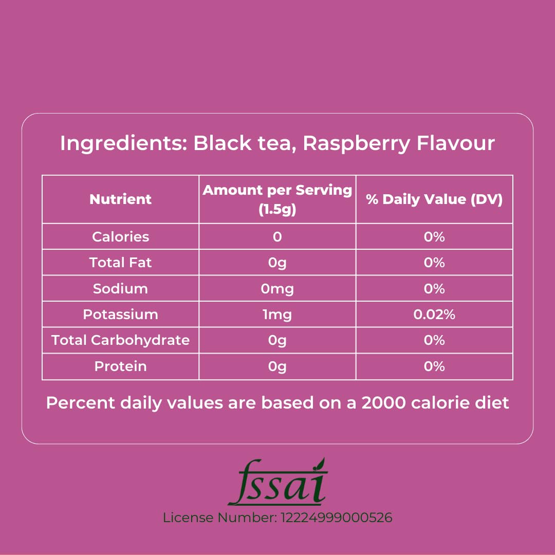 The Infinity Box Ceylon Raspberry Tea | 25 Tea Bags (1.5g Each) | Imported from Sri Lanka | Naturally Caffeine-Free, Fruity & Aromatic | Rich in Antioxidants | Enjoy Hot or Iced - Image 2 thumbnail