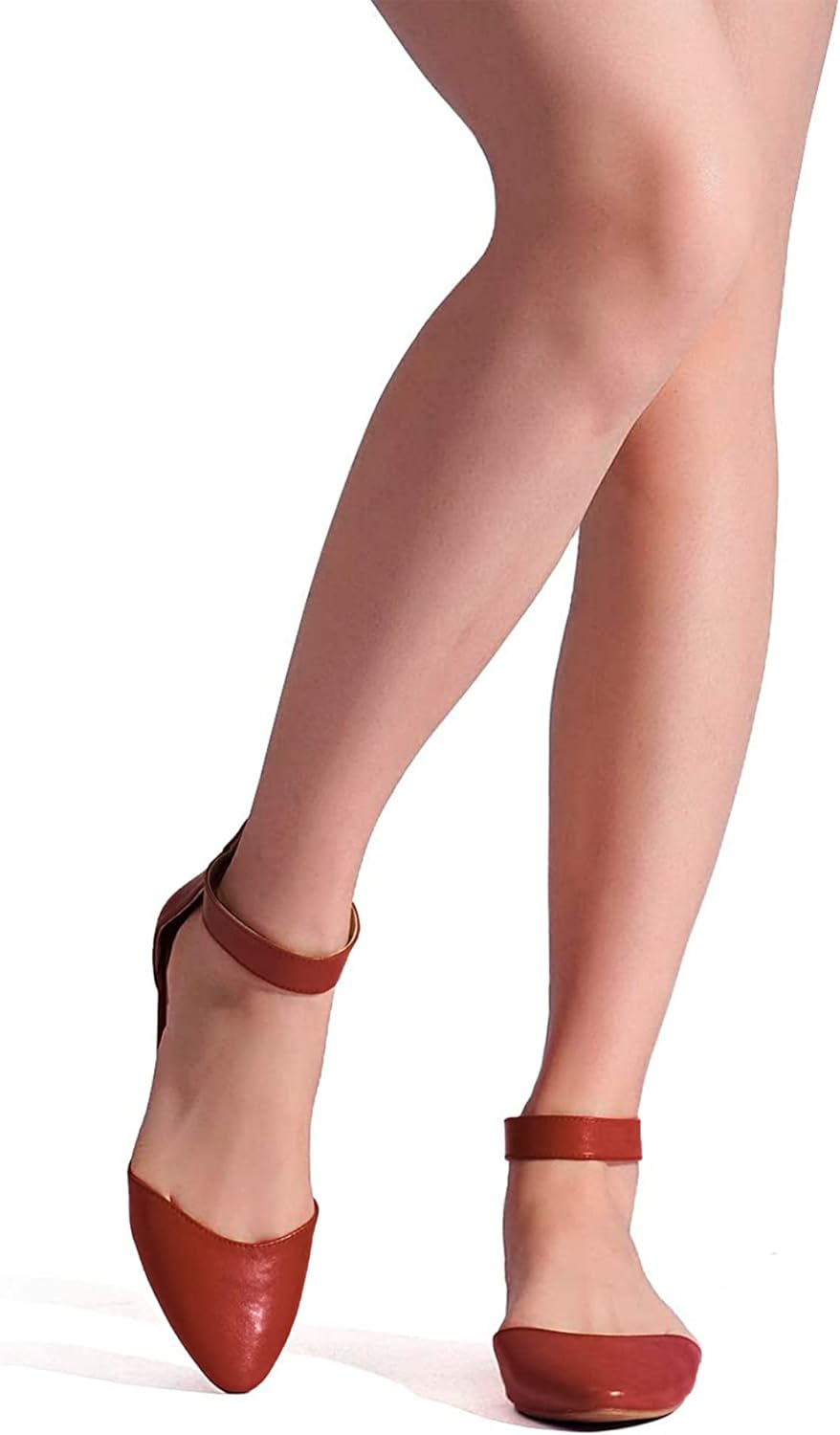 DREAM PAIRS Women's Low Wedge Ankle Strap Flats Shoes 6.5 Red/Pu