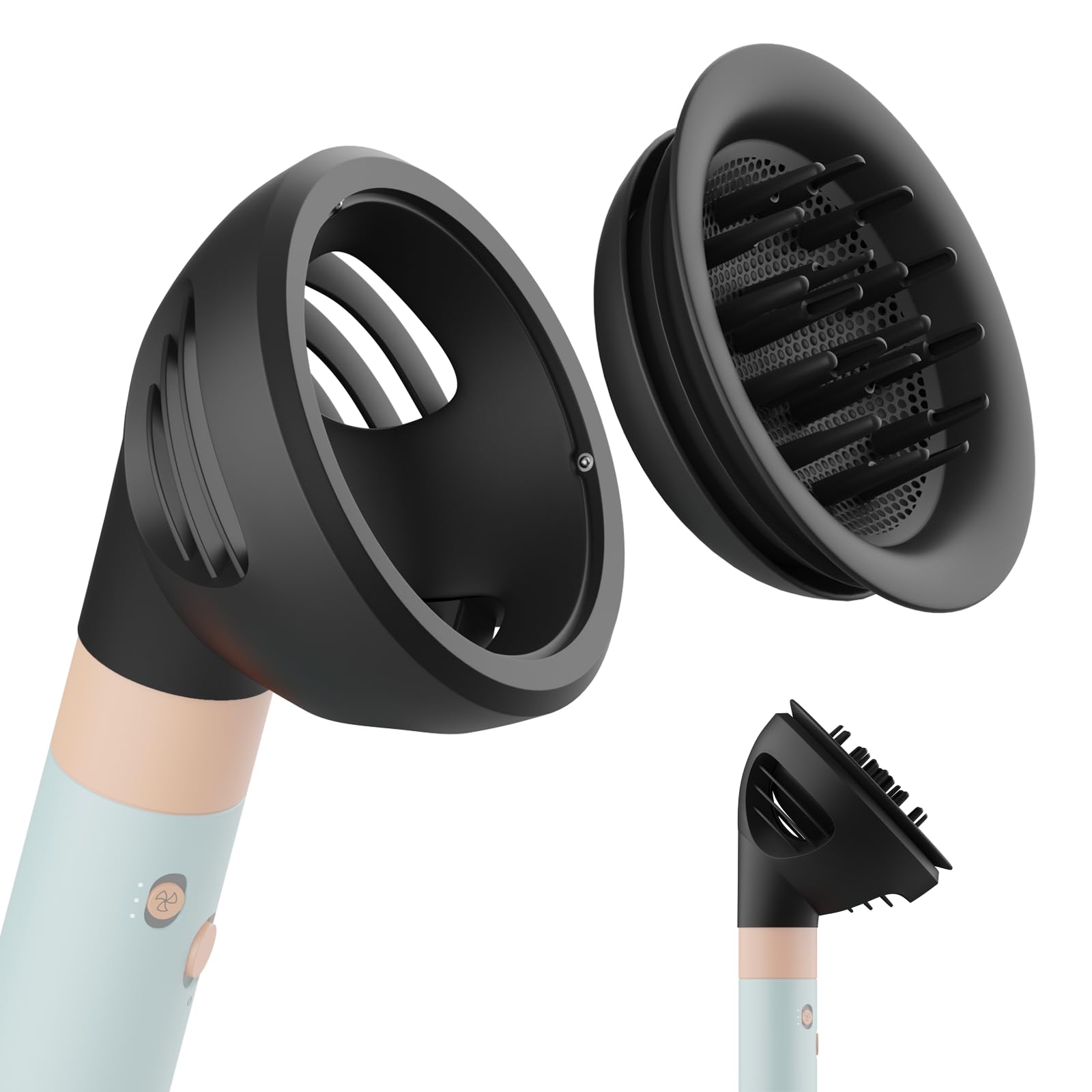 Difusor de Ondas y Rizos para Dyson Airwrap de MMOBIEL – Accesorio Compatible con HS01, HS05, HS08 – Modo Difusión y Domo de Flujo Dual para Rizos Definidos, Volumen y Ondas - Gris
