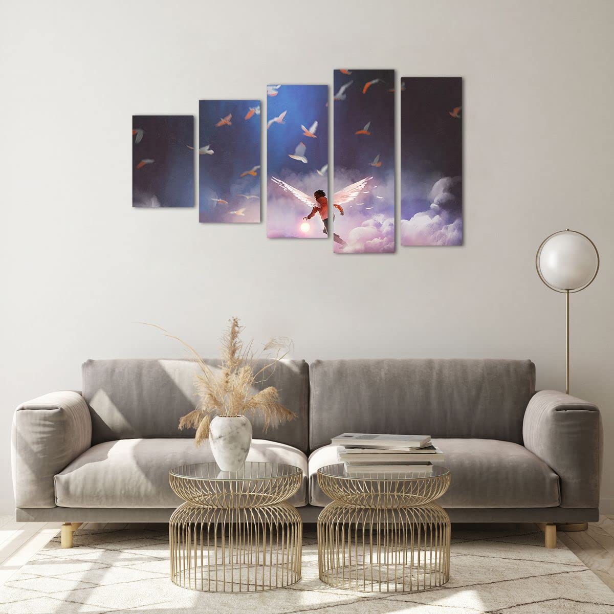 Cuadro sobre Vidrio 100x60cm Moderno Tríptico Infantil Fantasy - 4102 | Imaginación Cuento de hadas Historia Cuadro Decorativo Arte mural Dormitorio Cuadros de Pared Impresión en Cristal ARTTOR