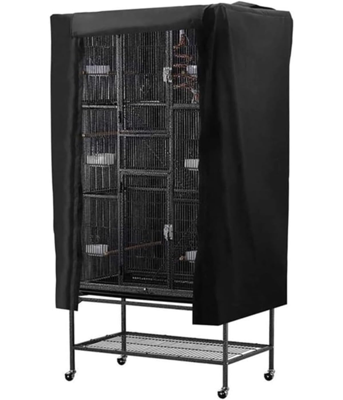 Generisch Vogelkäfig-Sonnenschutz, Vogelkäfigabdeckung, 69 x 104 x 122 cm, 210D-Oxford-Gewebe, Geeignet für die meisten Vogelkäfige, Papageienkäfige usw, Schwarz, 1 Stück