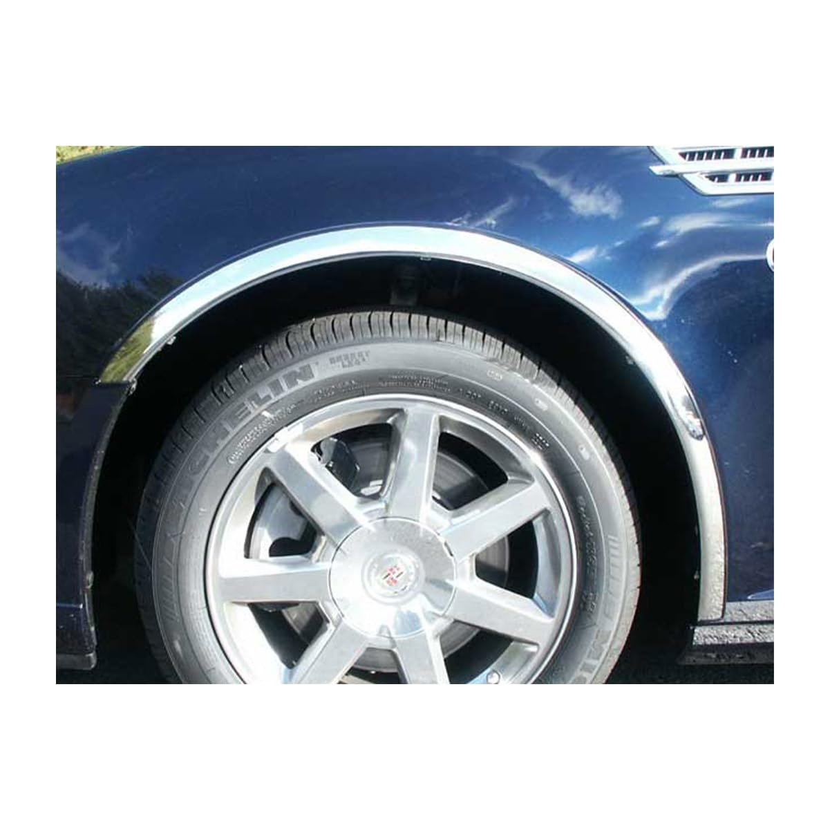 QAA es compatible con Cadillac STS 2005-2011, moldura de guardabarros de acero inoxidable moldeado de 4 piezas, ancho de 1,75 WZ45236