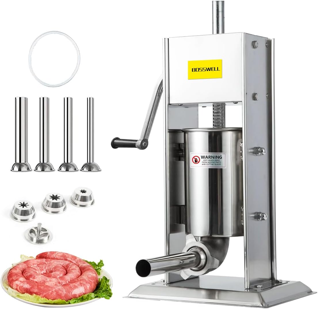 11 Lb/5 L Sausage Stuffer with 4 Stuffing Tubes, 2 In 1