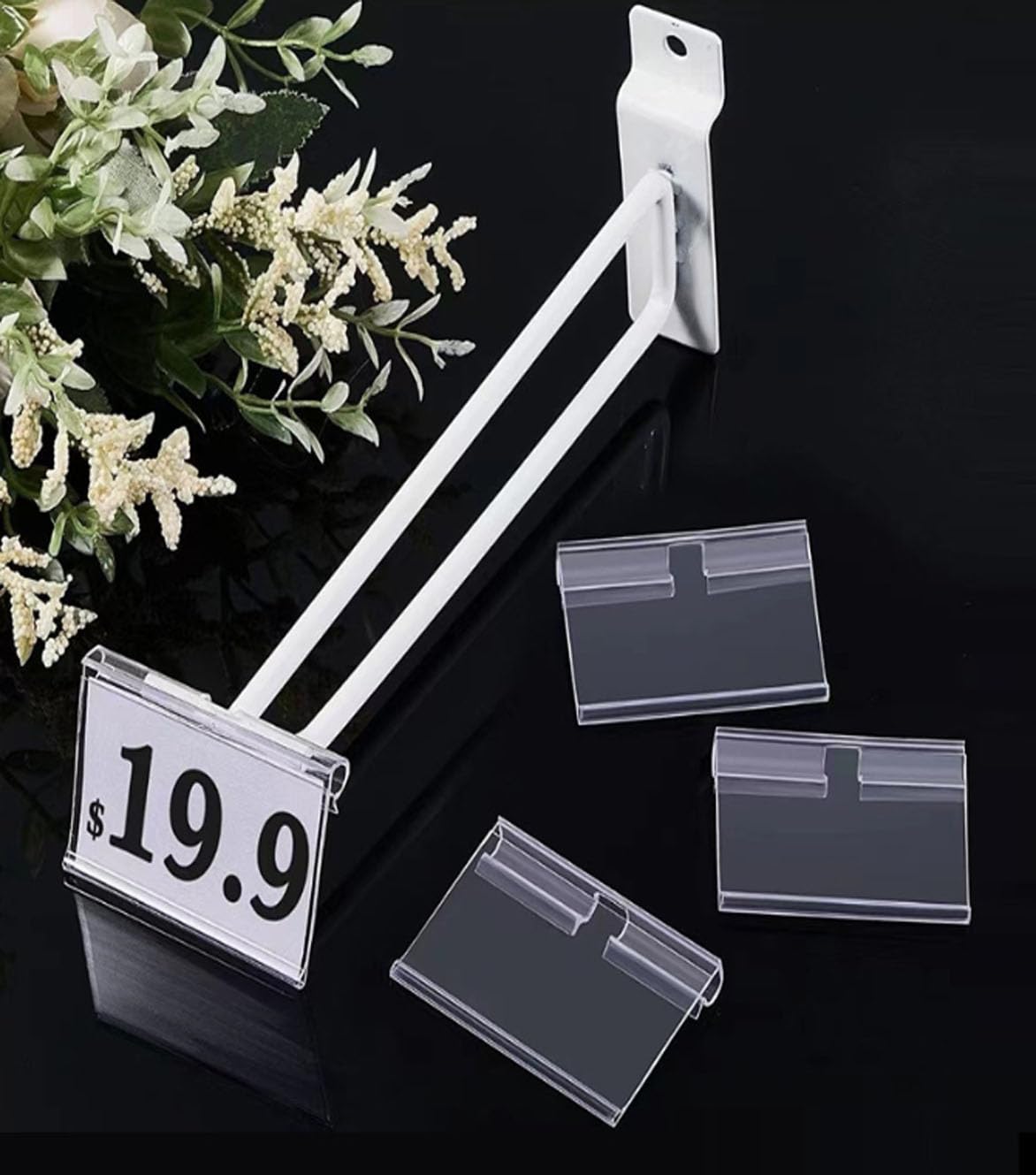FLULPZU 30Pcs Clear Plastic Label Holders - Sign Display Holder Price Tag Label Clip for Retail Price Ticket Tagging - Image 3