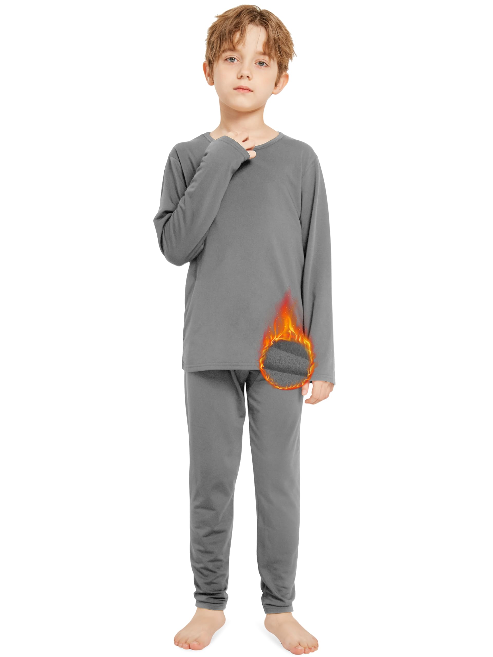 Resinta Kids Boys Thermal Underwear Set - Fleece Lined Base Layers Top & Bottom Toddler Long Johns for Cold Winter
