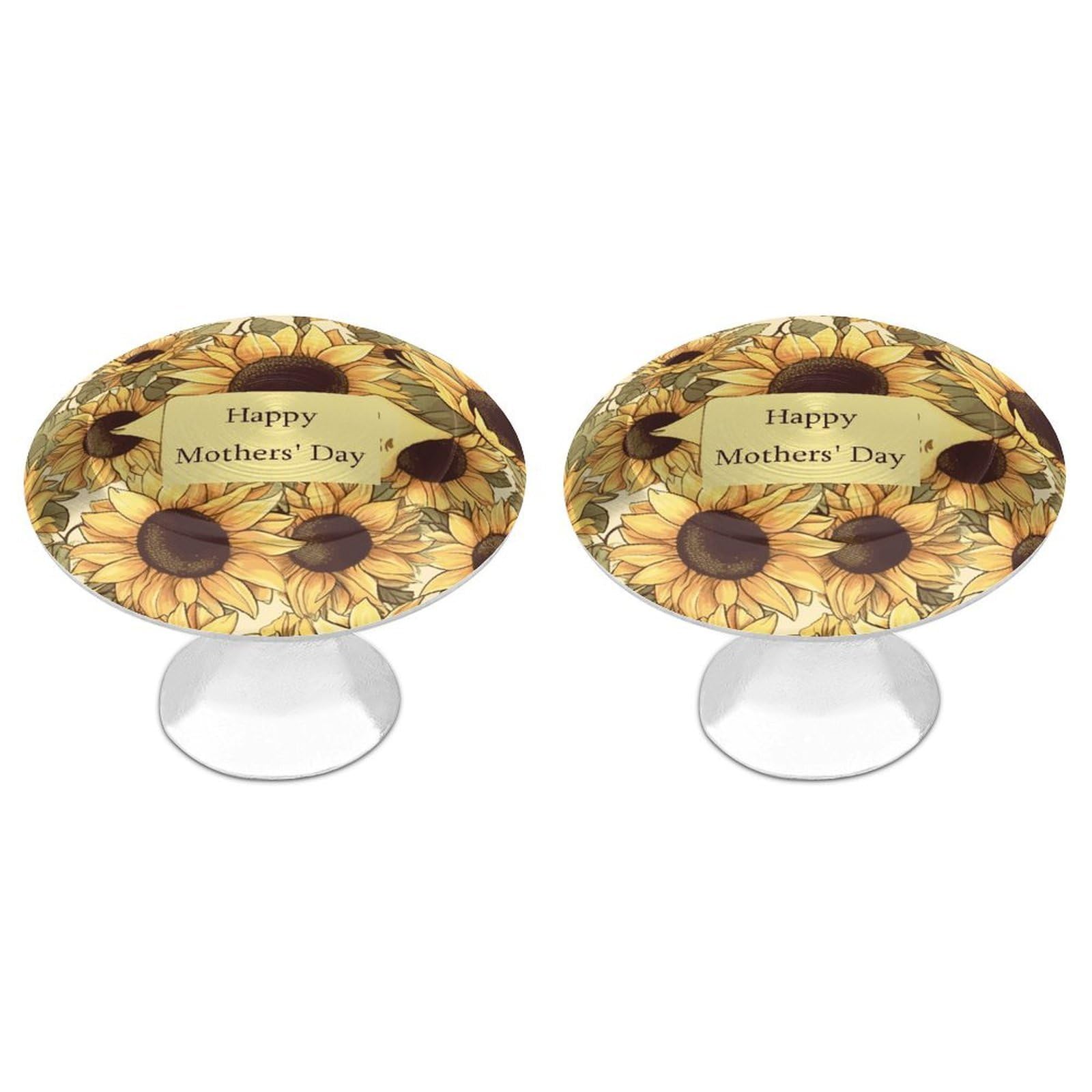 Btcowzrv Style Happy Mother's Day Sunflower 2 Pack Cabinet Knobs Drawer Pulls