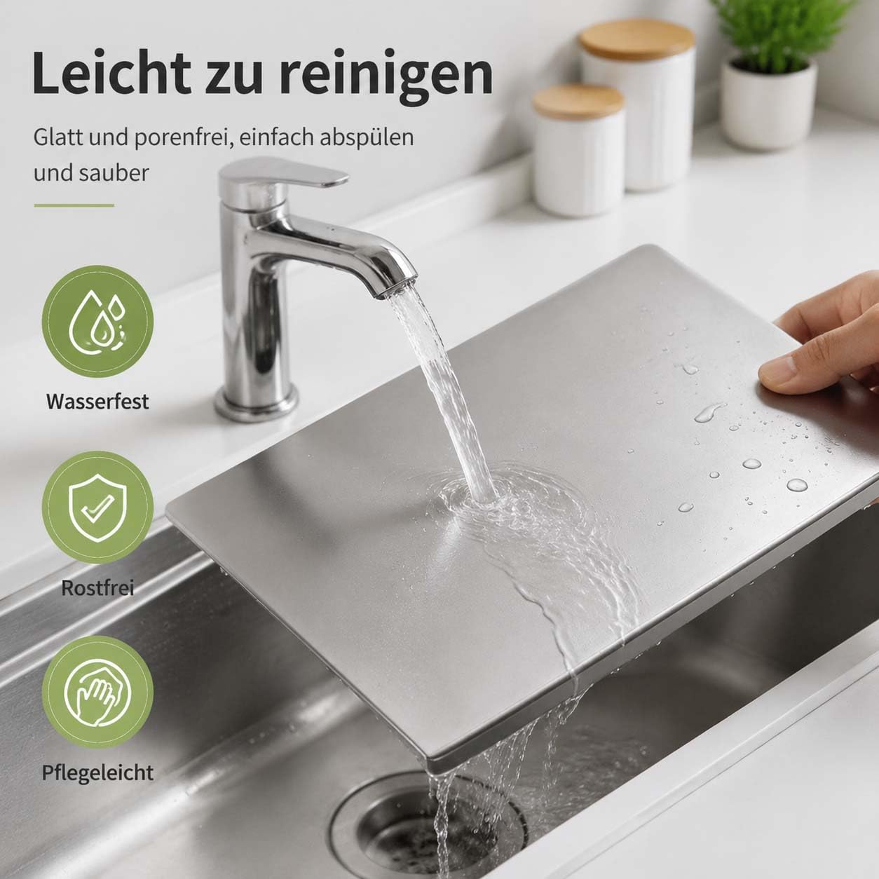 Stainless Steel Cutting Board with Lip, Katori Titan Schneidebrett, Dick Titanium Cutting Board, Leicht zu Reinigen, Zum Schneiden von Gemüse und Fleisch (L(40 * 50CM))