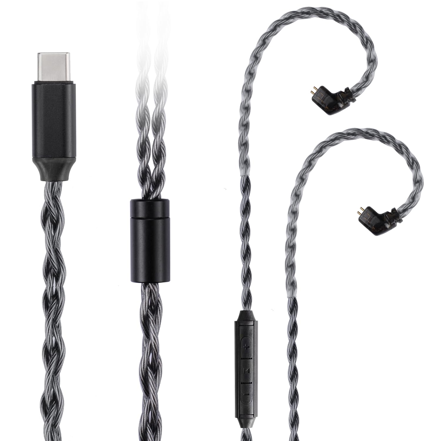 FAAEAL IEM Cable,Monocrystalline Copper Silver Plated Cable,QDC-C Pin in Ear Monitor Cords for K&Z ZS10 PRO ZSN PRO X ZSTX AST ZSX etc Recessed 2pin