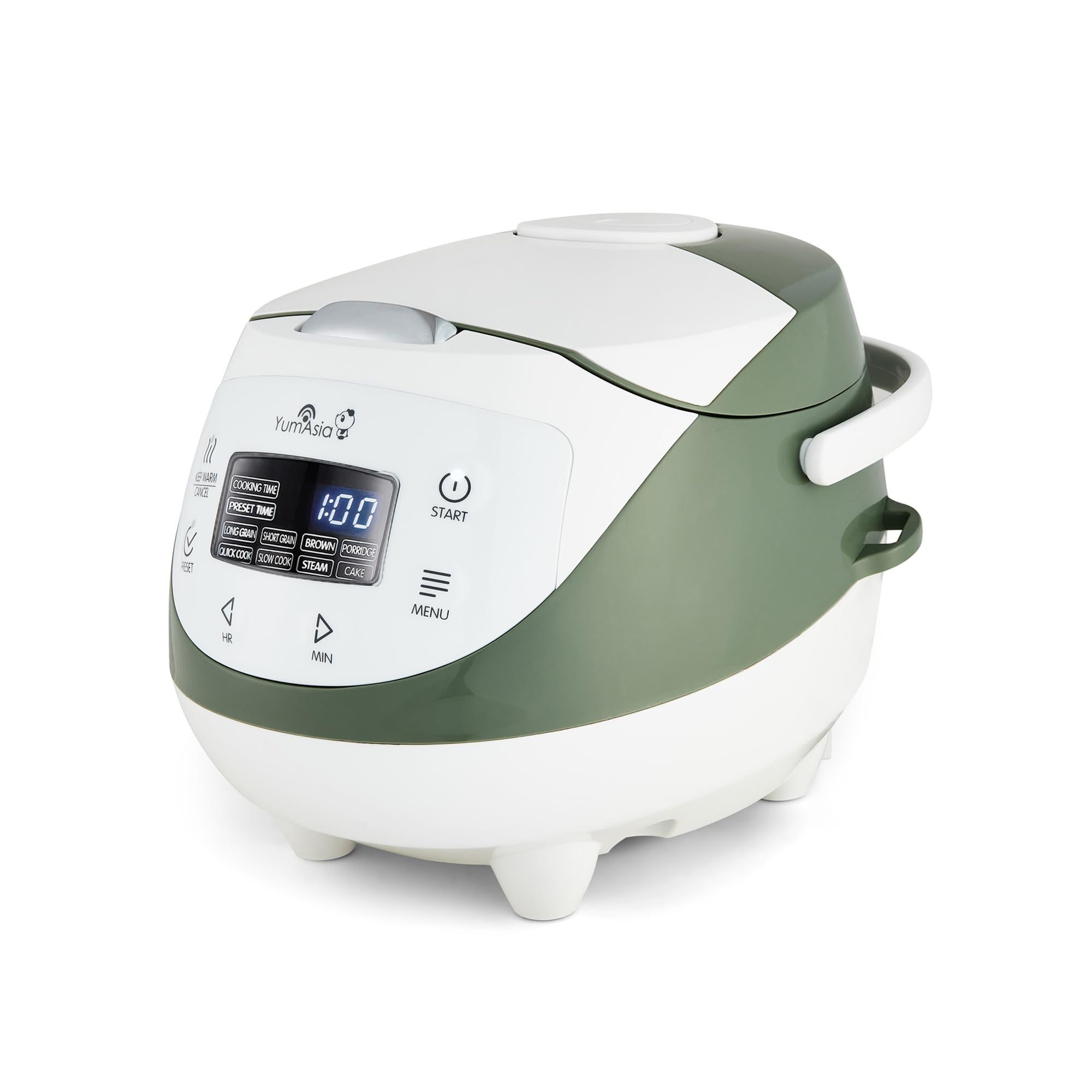 Yum Asia Panda Mini Rice Cooker With Ninja Ceramic Bowl and Advanced Fuzzy Logic (3.5 cup, 0.63 litre) 4 Rice Cooking Functions, 4 Multicooker functions, LED display, 220-240V (Whire and Sage Green) โ image 1