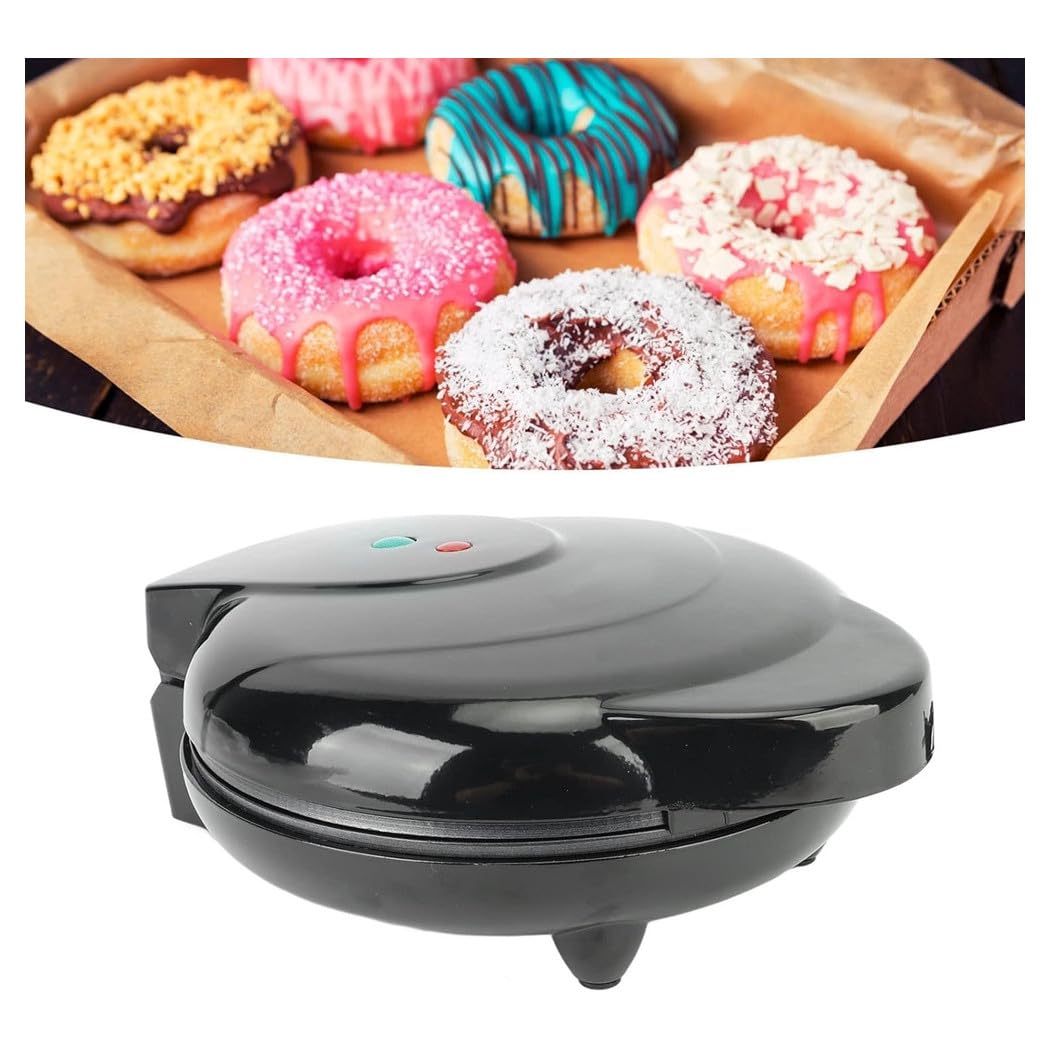 Trade Shop - Mini Donut Maker 1000w Antiaderente Riscaldamento A Doppia Faccia Elettrico 7 Ciambelle -