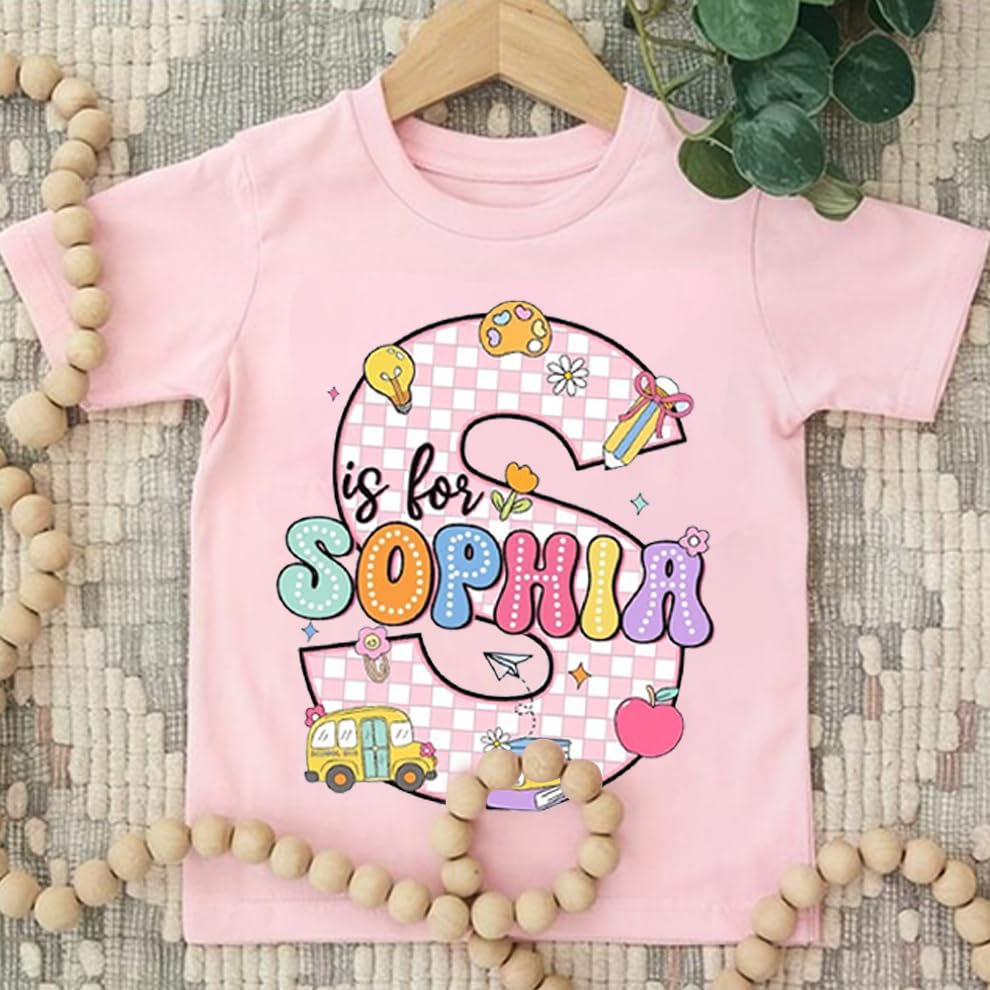 Custom Kids Toddler Back to School T-Shirt, First Day of Preschool Shirts, Back to School Gift Tee for Boys Girls2