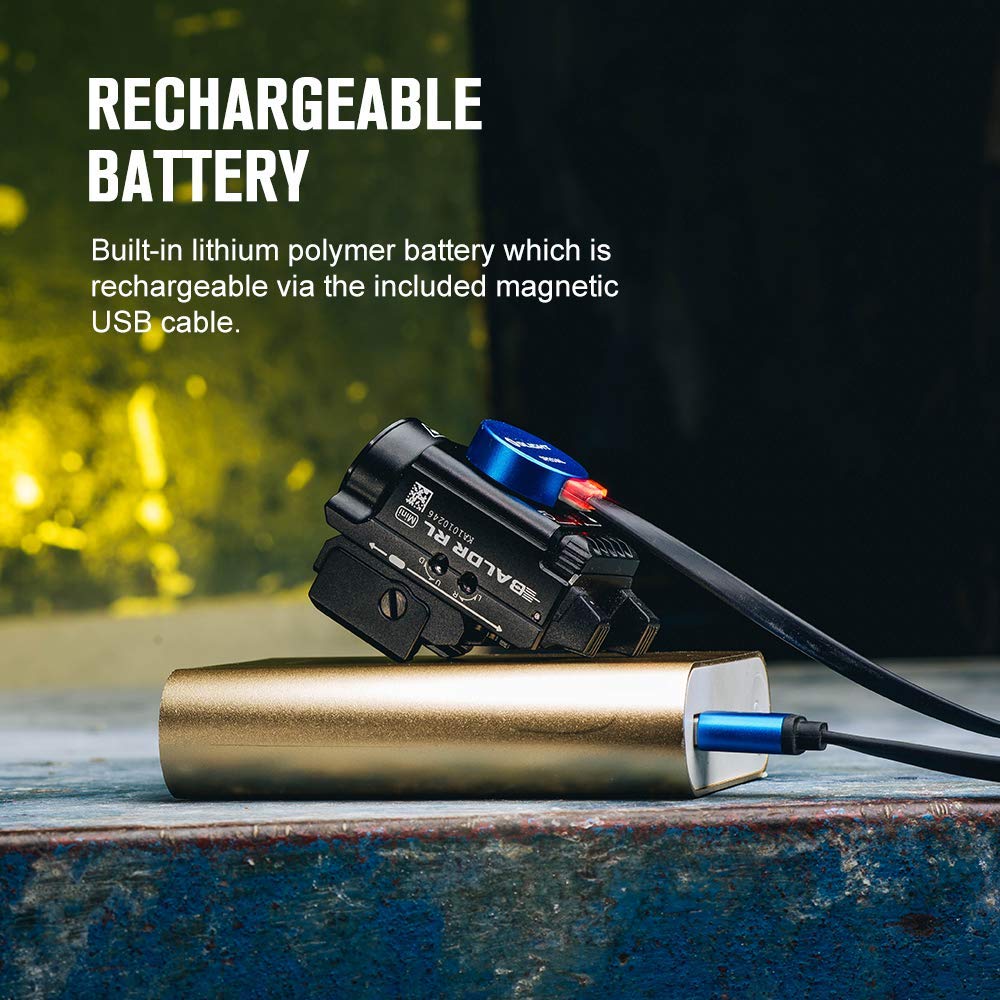 OLIGHT Baldr RL Mini Linterna Táctica Potente Ajustable Max 600 Lúmenes Mini Linterna para Caza Picatinny y GL Rail Utilizada para Actividades(Negro)