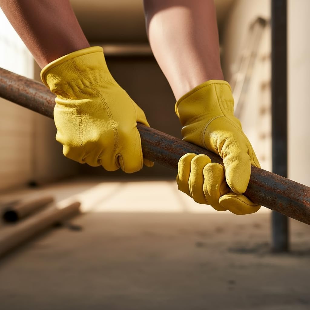 SKYDEER Full Premium Wild Elkskin Leather Work Gloves for Men, Durable for Heavy-Duty Labor, Construction, and Garden SD8826 - Image 6