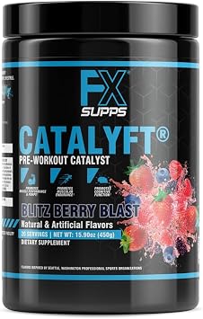 FXSUPPS Catalyft Pre-Workout PowderDrink for Men and Women Blitz Berry Blast Dietary SupplementMix with Creatine,Caffeine & Beta-Alanine | Best for Energy Pump,Muscle Gain & Focus,20 Servings1 Pack