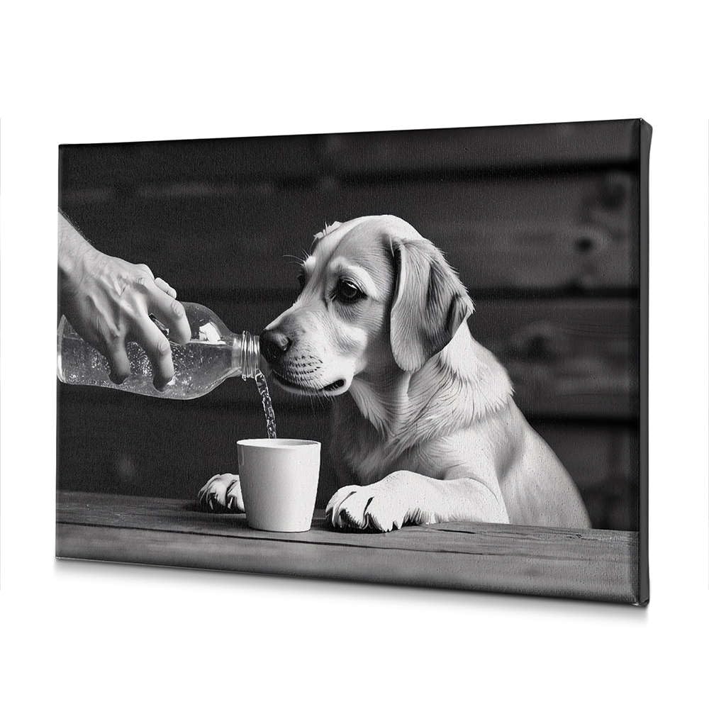 Déco murale de Pâques toile salon moderne avec verre d'eau pour chien