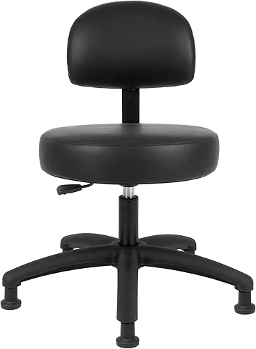 Chair Master Silla redonda ajustable de tela de vinilo para salas de exámenes, laboratorios, consultorios de médicos y dentistas. Fácil de limpiar.