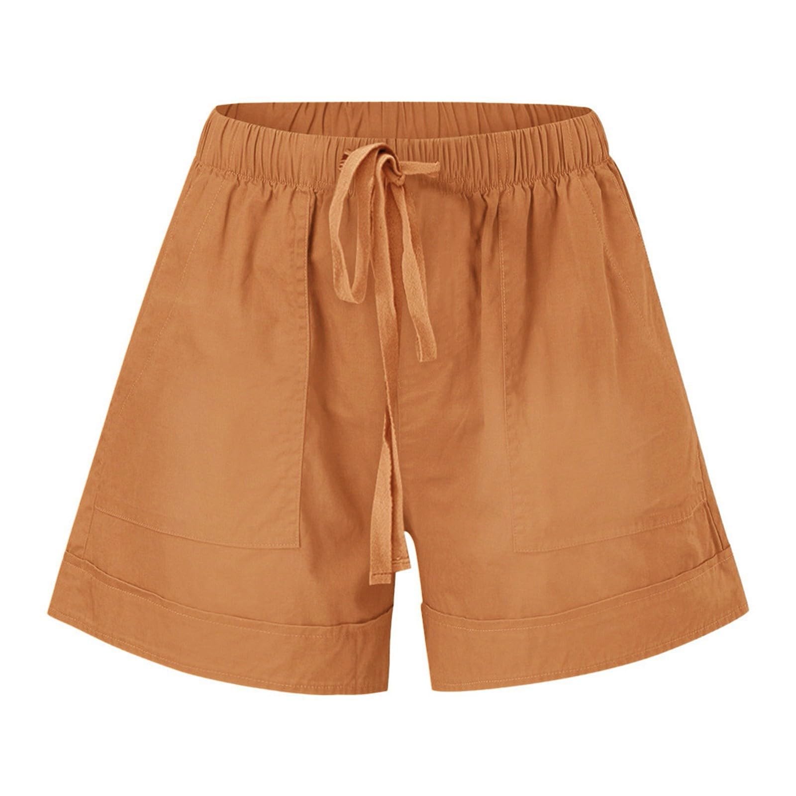 Generico Elastic Womens Coulisse Casual Comode Waist Pocketed Pants Splice Shorts Loose Pantaloni Pantaloni Corti Sportivi