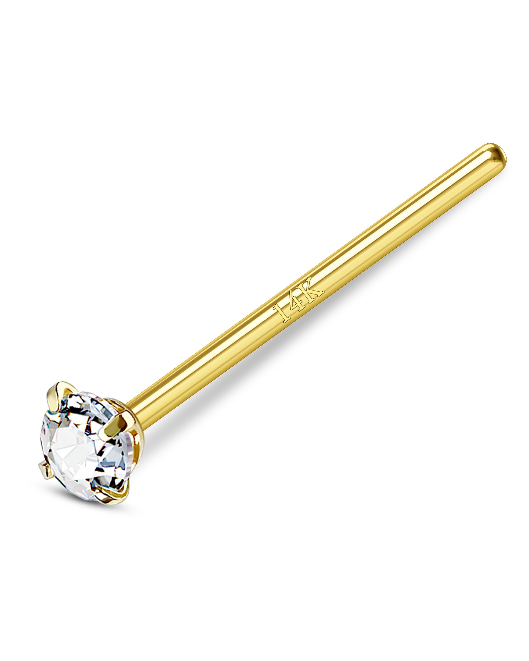 Fishtail Nose Stud Ring 20g 14k Real Gold