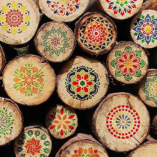 Lot de 56 pochoirs Mandala creux pour peinture sur bois, pierre, tissu, métal, meubles et murs (9 x 20 cm) - Image 8
