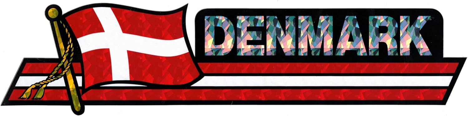 Pack of 24 Denmark Flag 3"x12" Reflective Decal Bumper Sticker DCX-067