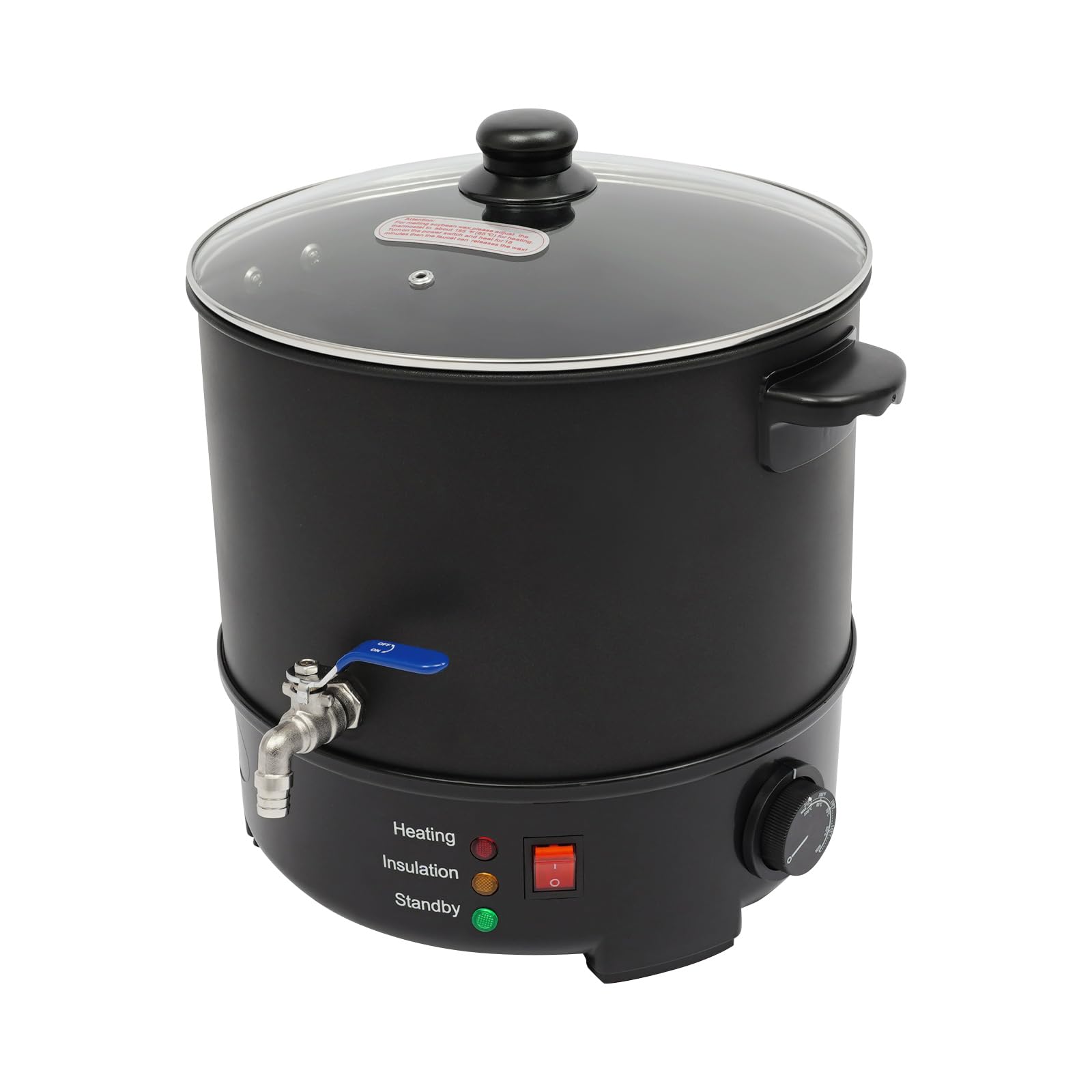 Lumivew Scaldacera da 1000 W, in acciaio inox, per la produzione di candele, con rubinetto in rame, intervallo di temperatura 50-100 °C, adatto per cera di soia, cera d'api, cera di paraffina (10 l)
