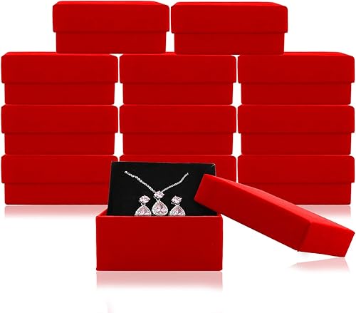 Caja de regalo para collar y aretes, caja de regalo, 12 cajas de regalo cuadradas de cartón para joyas, caja de regalo de papel de cartón relleno de