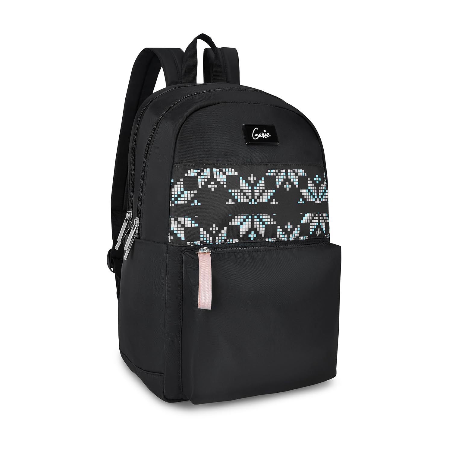 Genie Gloria 22L Black Backpack for Women & Girls with 15.6" Laptop Compartment | College bag for Women & Girls| 4 zips with Secret Pocket | Water Resistant Bags | Laptop Backpack for Women (B097JLWTGG) Amazon Price History, Amazon Price Tracker