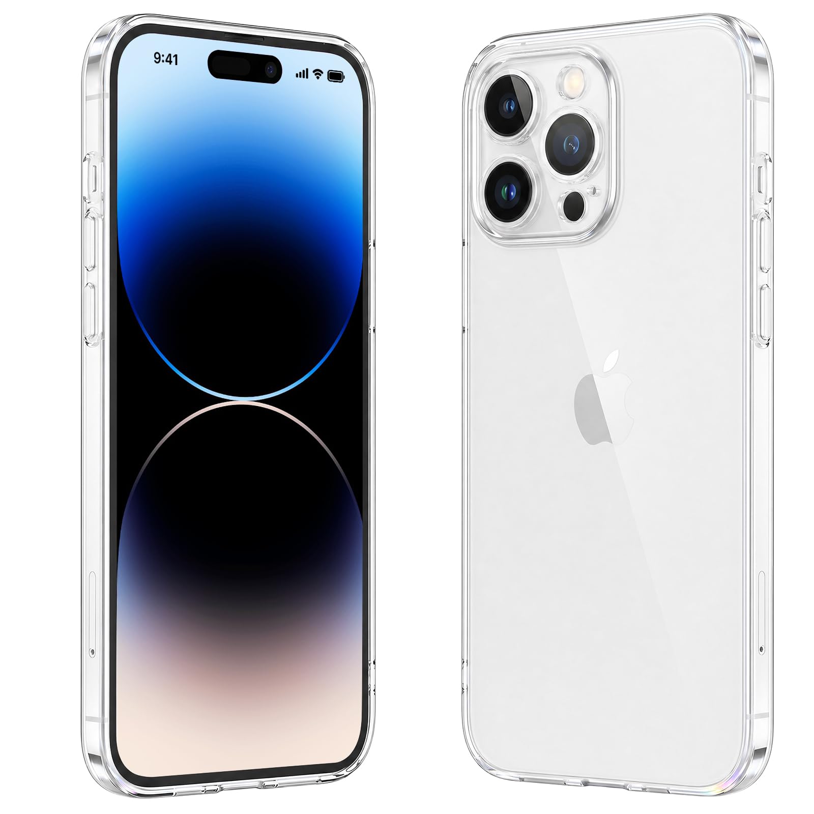 caslord Trasparente Cover ultra-sottile per iPhone 14 Pro | Anti-ingiallimento | TPU | Resistente agli urti | Resistente ai graffi