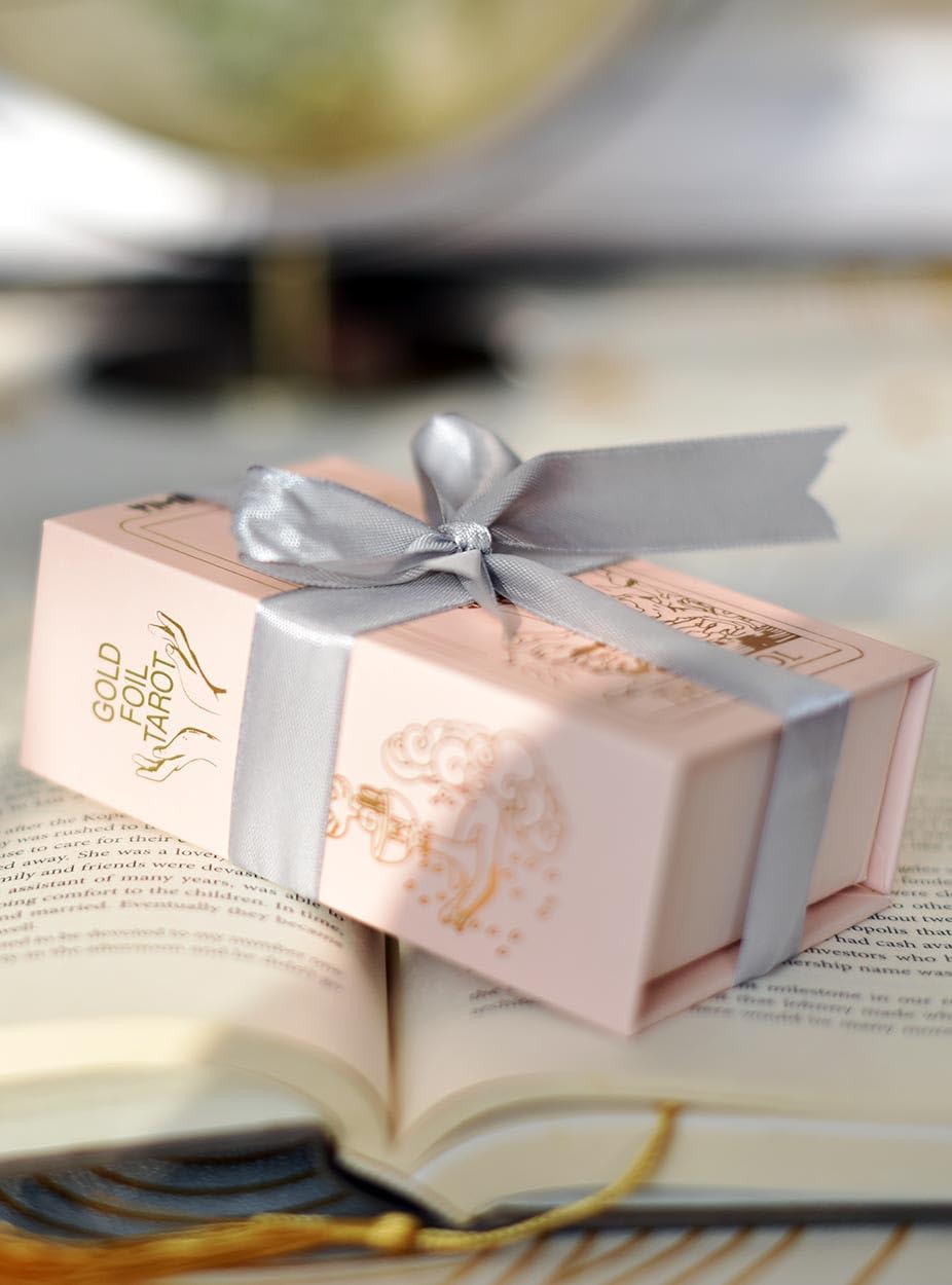 Cartas de Tarot con Diseño de Lámina Dorada Rosa, 78 Cartas, PVC Impermeable, Set para Adivinación y Reflexión - 3