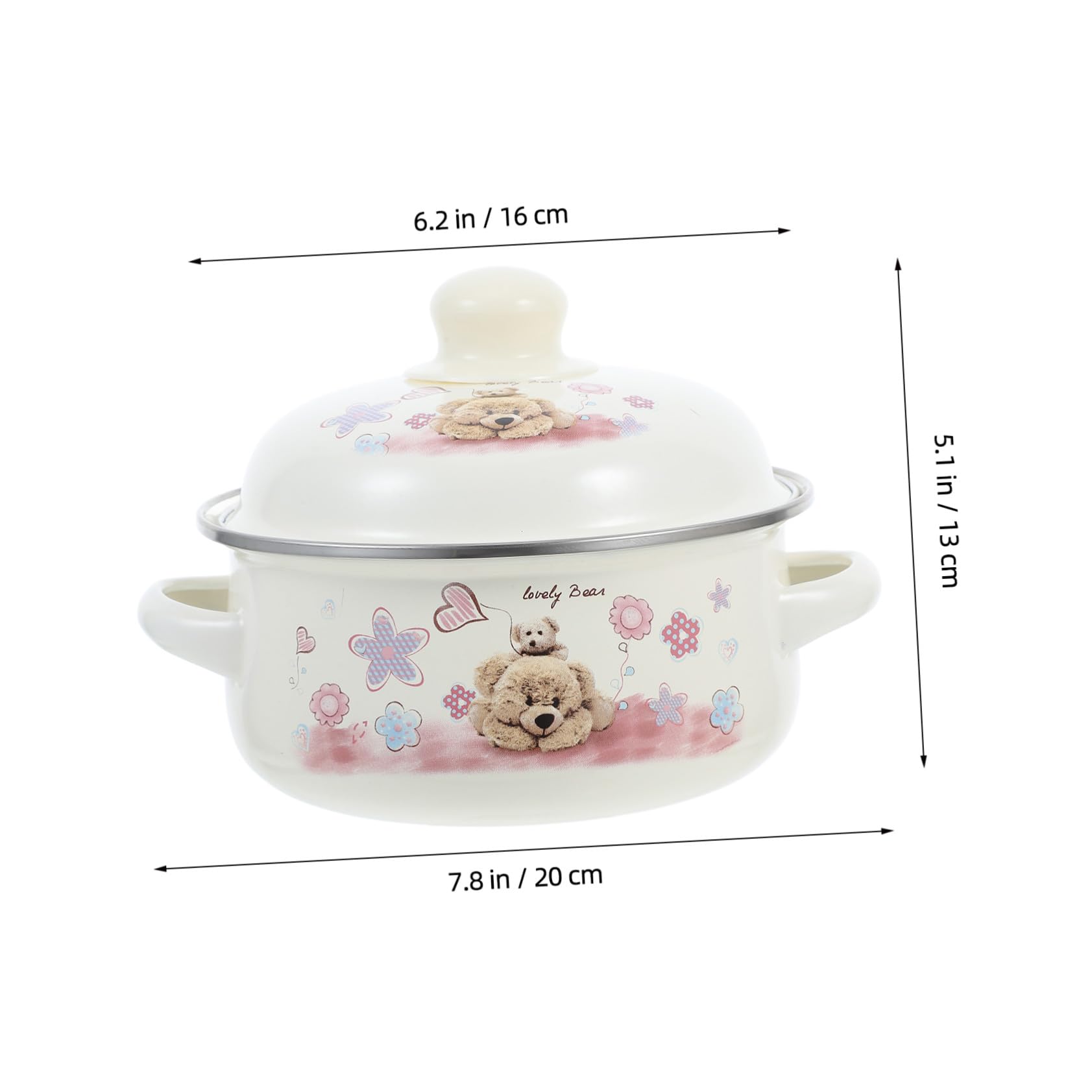 Marmite à Soupe en Émail Beige Couvercle, 1 Pièce, Style Pratique | Fond Plat, Double Poignée, Design Lisse, Ustensile de Cuisson pour Usage Domestique Style Aléatoire