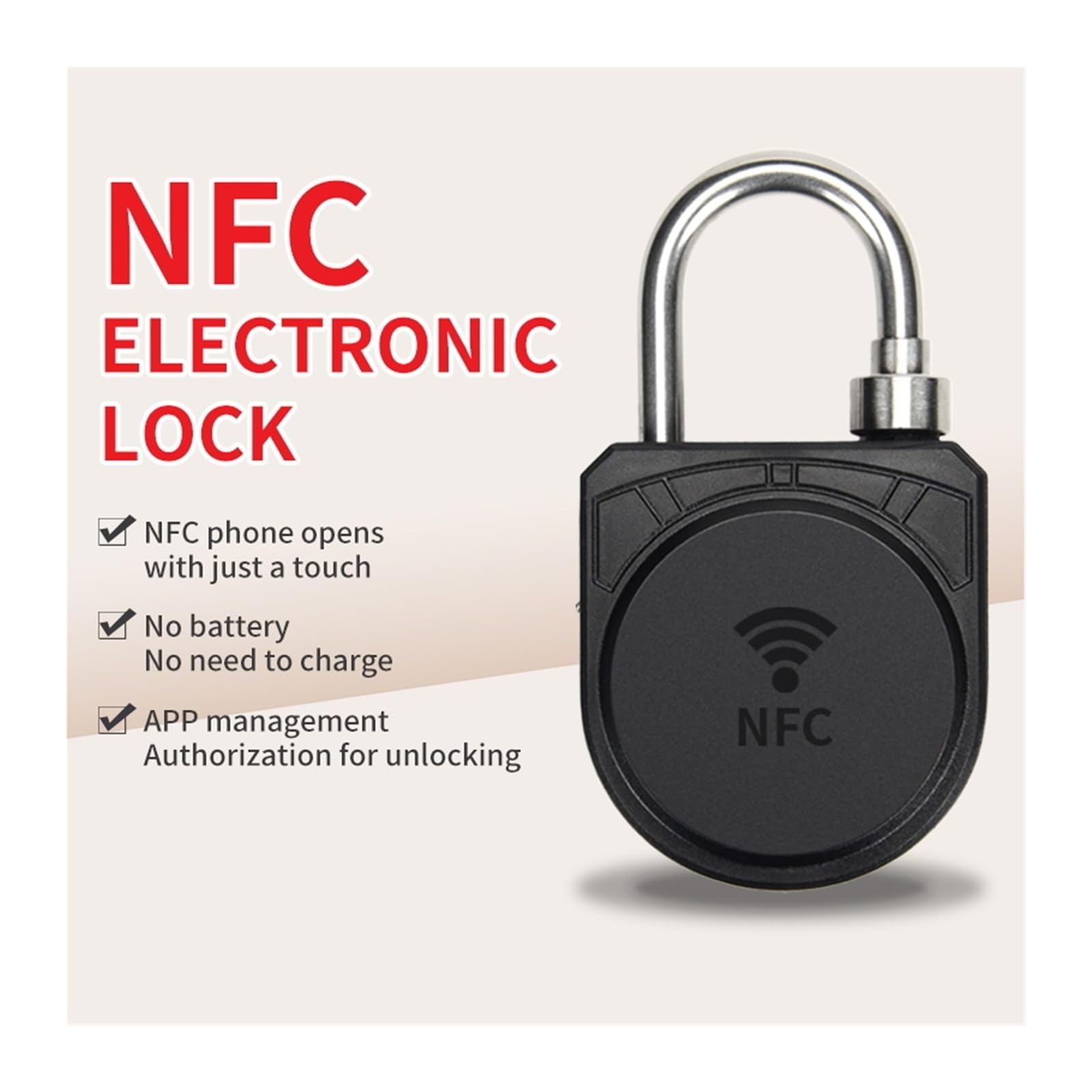 Inteligentny zamek do drzwi, Pasywna inteligentna kłódka NFC Zdalna autoryzacja aplikacji Odblokuj przenośną zewnętrzną blokadę antykradzieżową