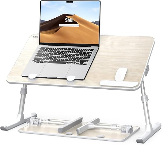 Laptop Desk for Bed, SAIJI Lap Desks Bed Trays for Eating Writing, Adjustable Computer Laptop Stand, Foldable Lap Table in Sofa and Couch(23.6 x 13Teak - Teak - 23.6 x 13 In