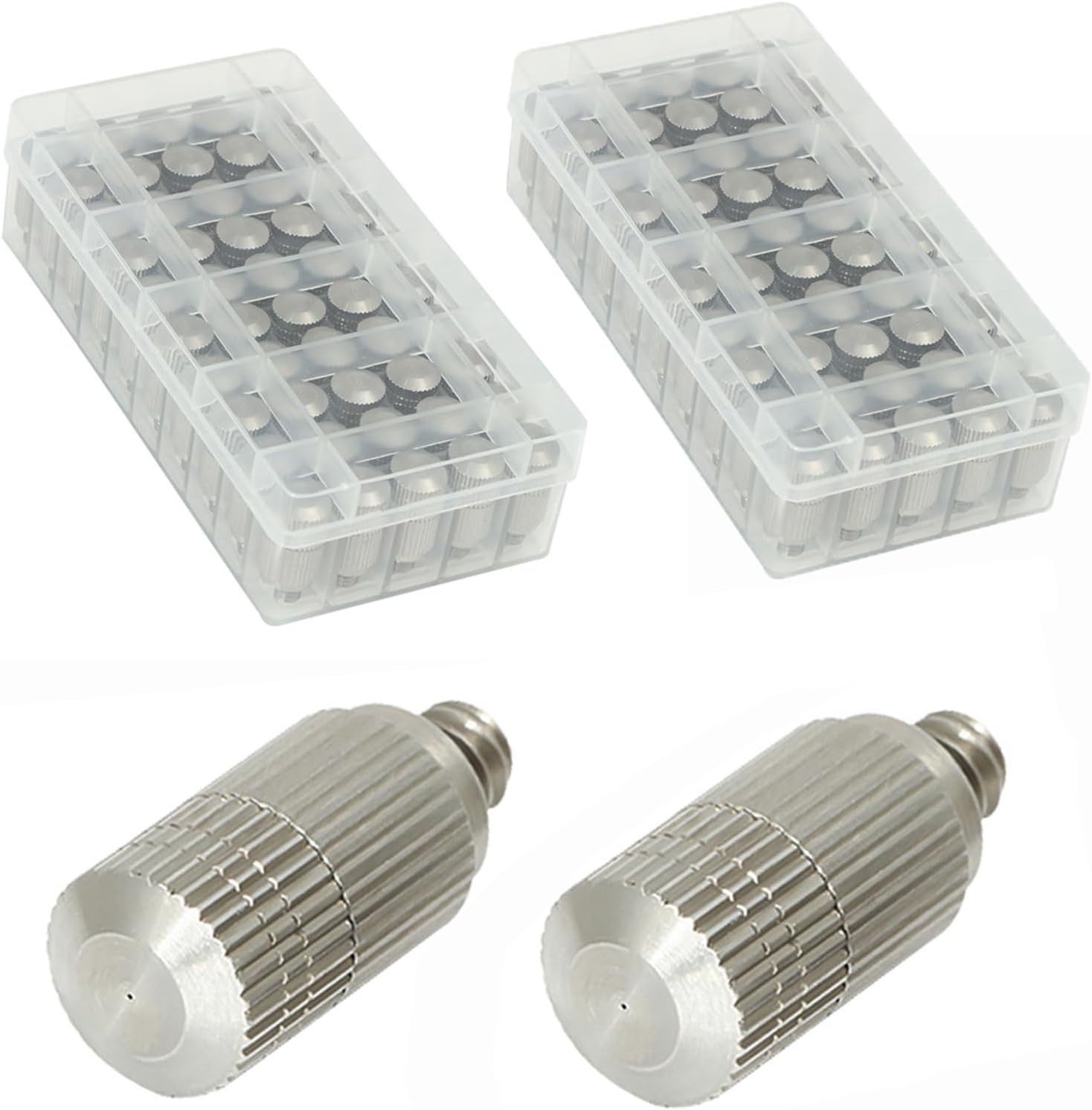 100 Pack Stainless Steel Anti Drip Misting Nozzle For Cooling, High Pressure Mist Nozzle Fogging Spray Head, Cleanable Water Mist Sprayers Excellent Misting Effective(Size:Orifice 0.8mm,)