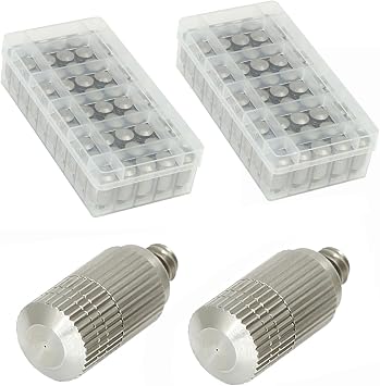 100 Pack Stainless Steel Anti Drip Misting Nozzle for Cooling, High Pressure Mist Nozzle Fogging Spray Head, Cleanable Water Mist Sprayers Excellent Misting EffectiveSizeOrifice 0.15mm,