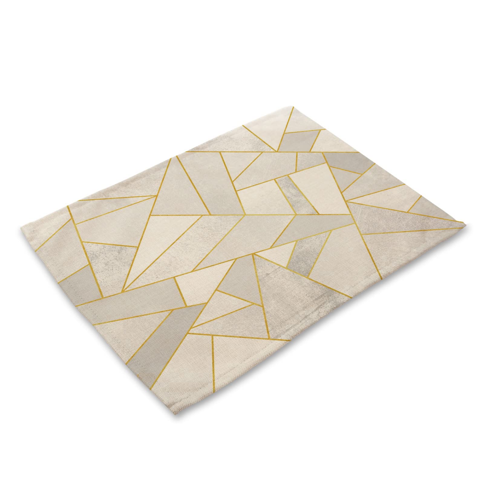 Manteles Individuales Beige Gris Geométrico Mantel Individual Algodón y Lino Lavable Salvamanteles Individuales Resistente al Calor Bajoplatos Individuales Mesa Tapetes para Mesa 30x45cm 6 Pcs