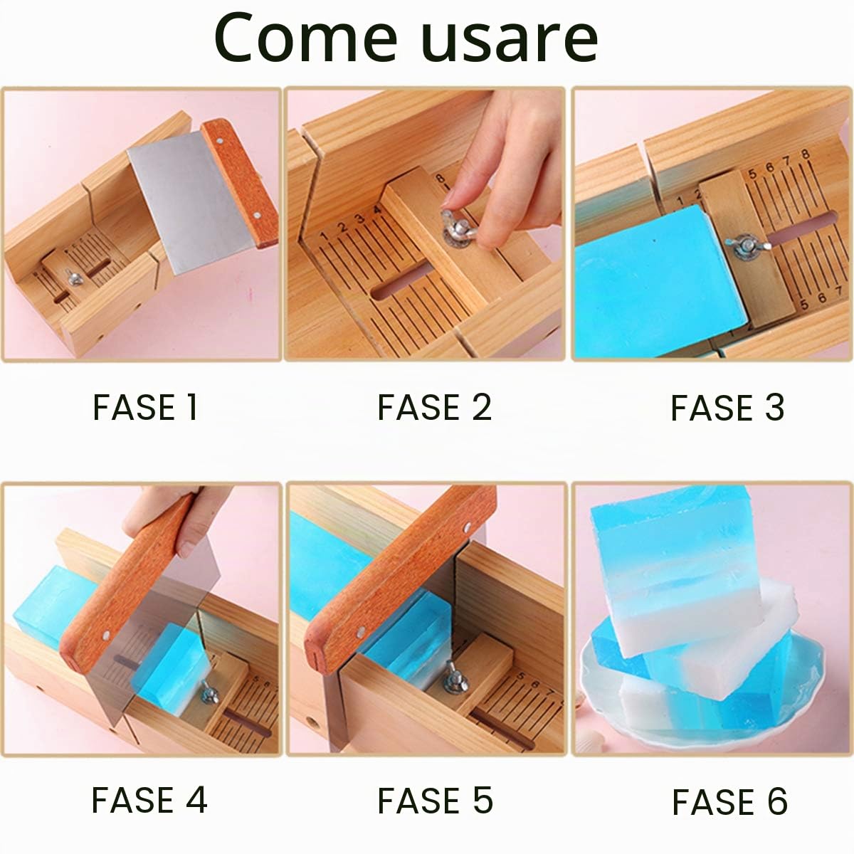 set di stampi per sapone in legno e taglierina per sapone - 2 pezzi di stampo in silicone rettangolo di diverse dimensioni e