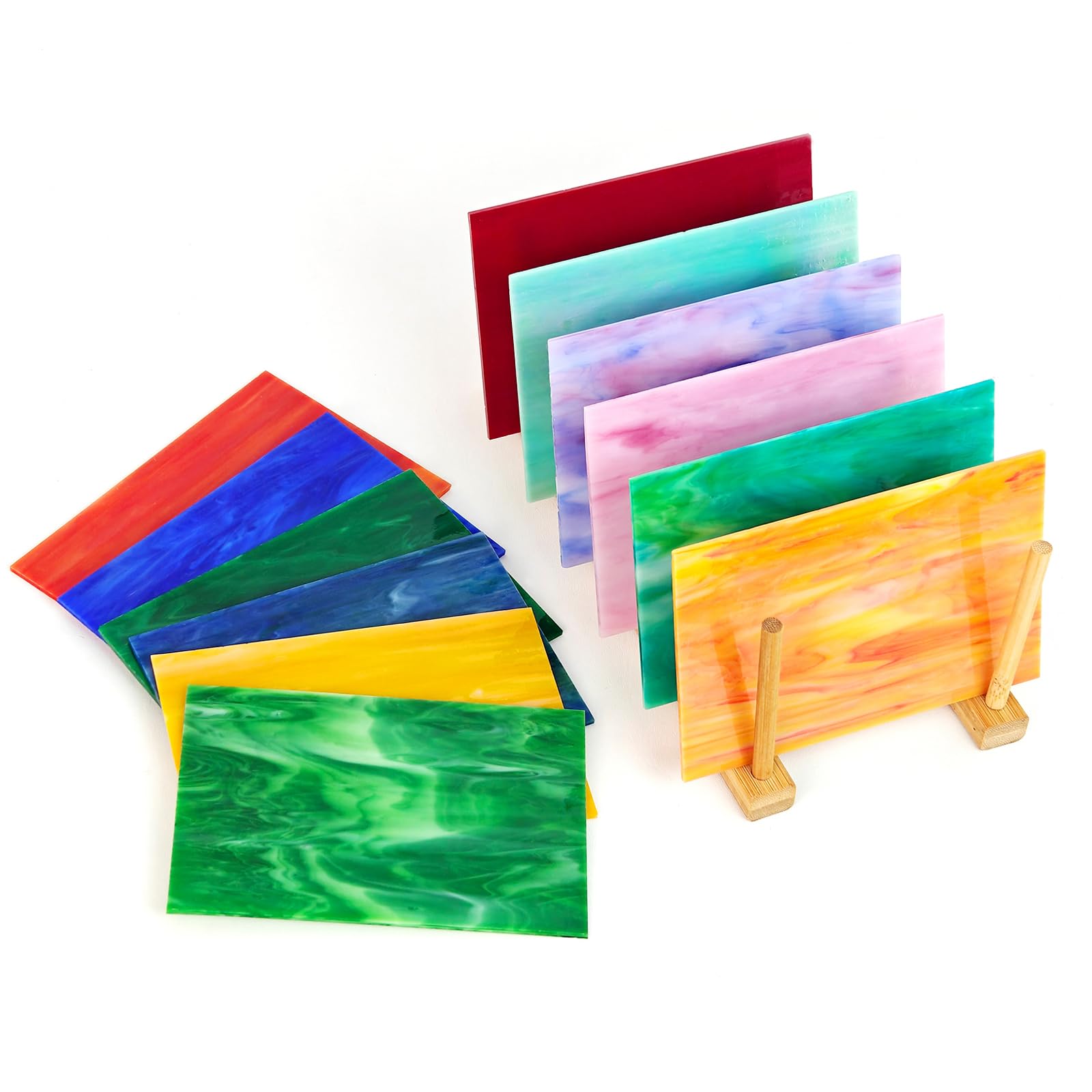 Buntglas Blätter 12 Stück 10,2x15,2cm Glas Mosaikfliesen Kunst DIY Home Dekoration